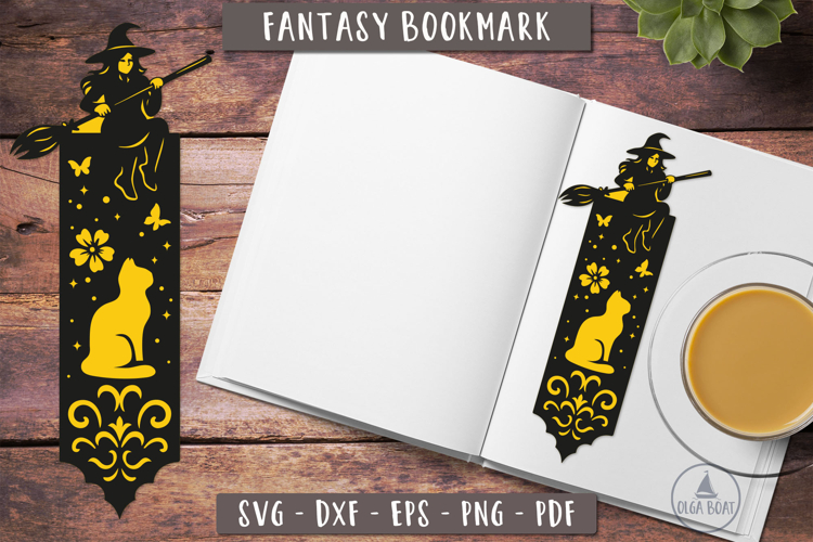 3d Witch Cat Bookmark SVG Papercut