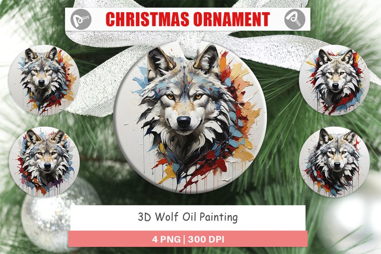 Christmas Ornaments 3D Wolf Painting