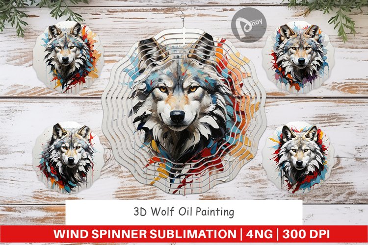 Wind Spinner 3D Wolf Painting