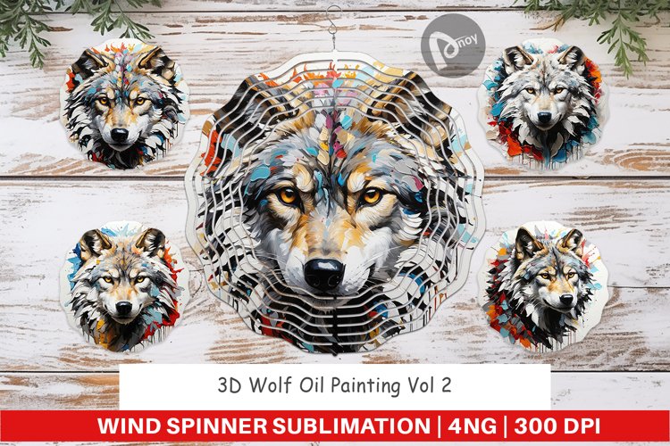 Wind Spinner 3D Wolf Painting
