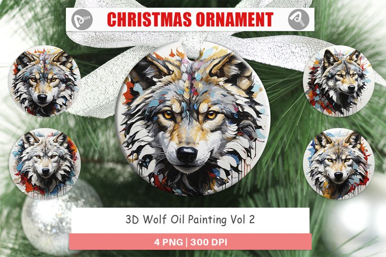 Christmas Ornaments 3D Wolf Painting