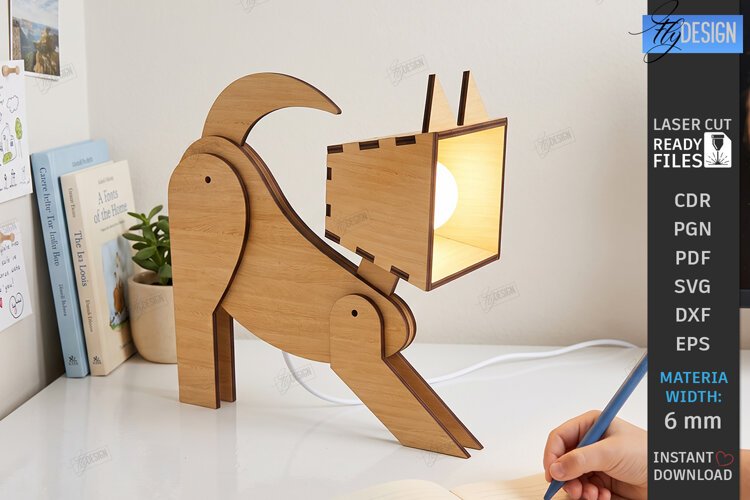 3D Wood Animal Desk Lamp Laser Cut | Cat Desk Lamp | Modern example image 1
