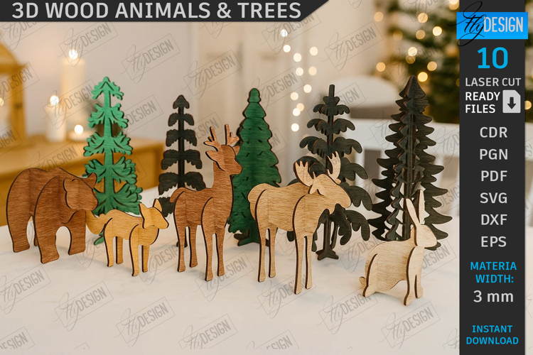 3D Table Décor Laser Cut Bundle | Wooden Puzzles | Craft SVG