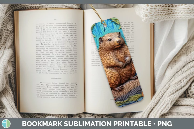 3D Woodland Animals Beaver Bookmark Sublimation Printable De