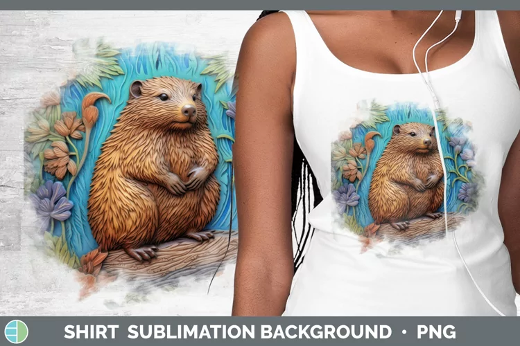 3D Woodland Animals Beaver Shirt Sublimation Sublimation Bac