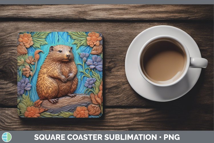 Gorgeous3D Woodland Animals Square Coaster design.
