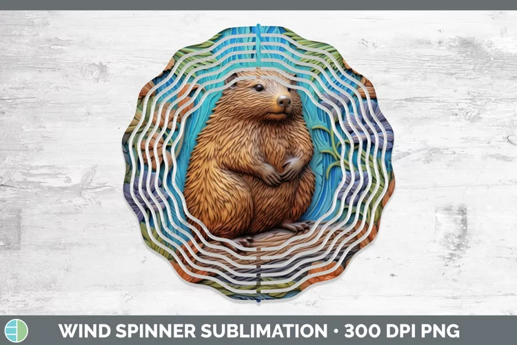 3D Woodland Animals Beaver Wind Spinner Sublimation Spinner