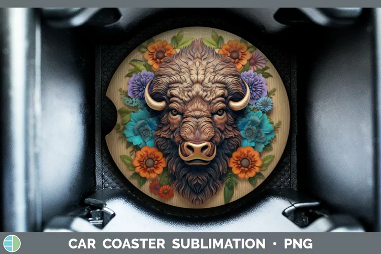 3D Woodland Animals Bison Car Coaster Sublimation Coaster De