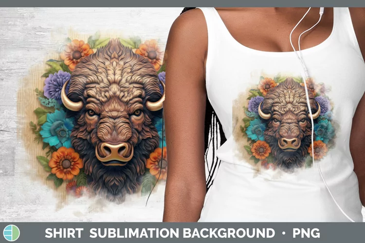 3D Woodland Animals Bison Shirt Sublimation Sublimation Back