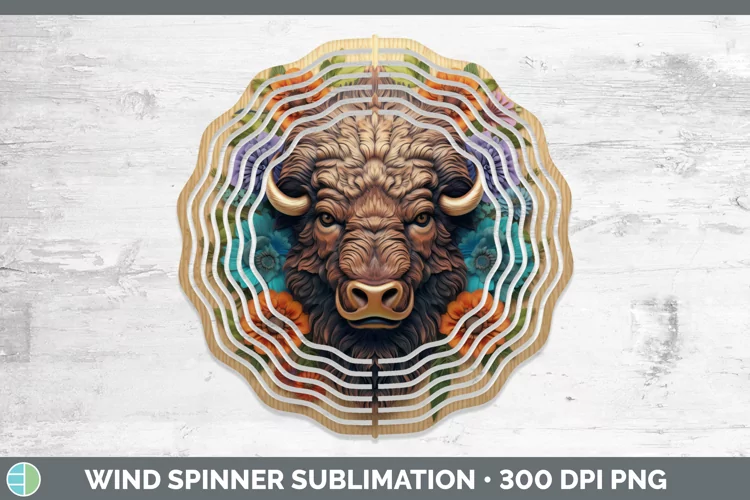 3D Woodland Animals Bison Wind Spinner Sublimation Spinner D