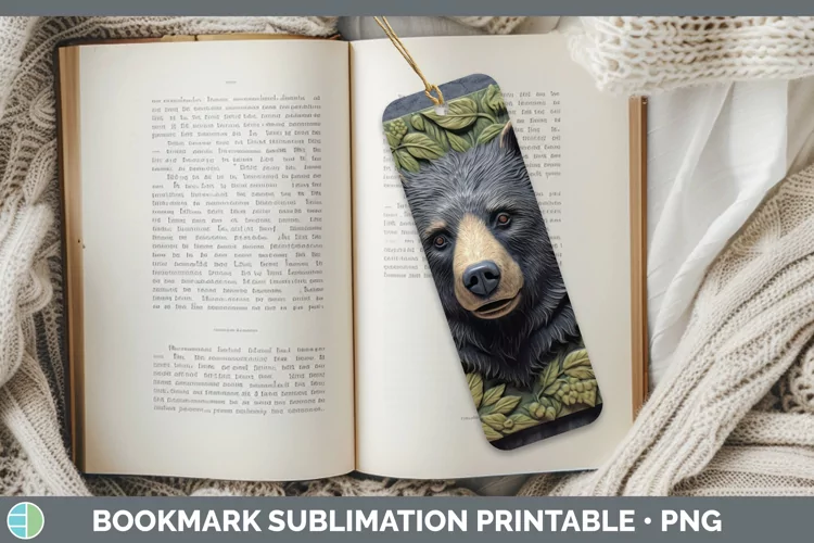 3D Woodland Animals Black Bear Bookmark Sublimation Printabl