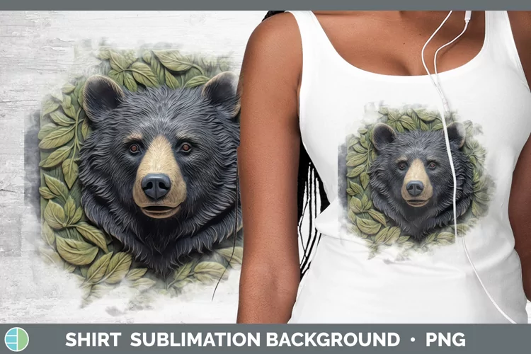 3D Woodland Animals Black Bear Shirt Sublimation Sublimation