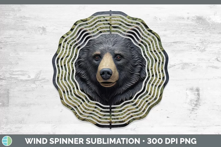 3D Woodland Animals Black Bear Wind Spinner Sublimation Spin