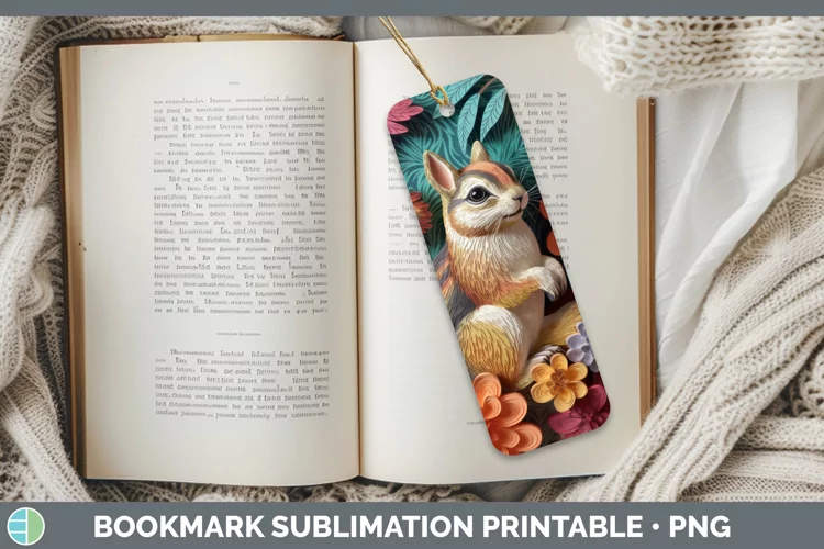 3D Woodland Animals Chipmunk Bookmark Sublimation Printable