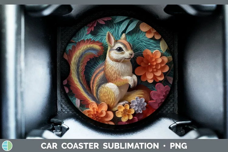 3D Woodland Animals Chipmunk Car Coaster Sublimation Coaster