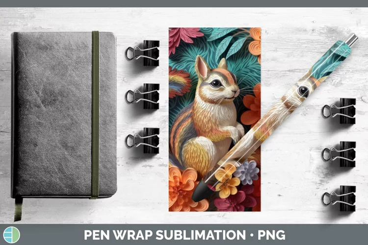 3D Woodland Animals Chipmunk Pen Wrap Sublimation Epoxy Pen