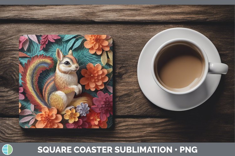 Gorgeous3D Woodland Animals Square Coaster design.