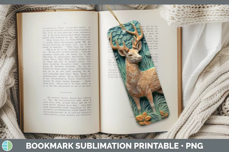 3D Woodland Animals Deer Bookmark Sublimation Printable Desi