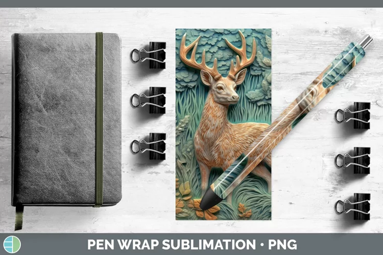 3D Woodland Animals Deer Pen Wrap Sublimation Epoxy Pen Desi