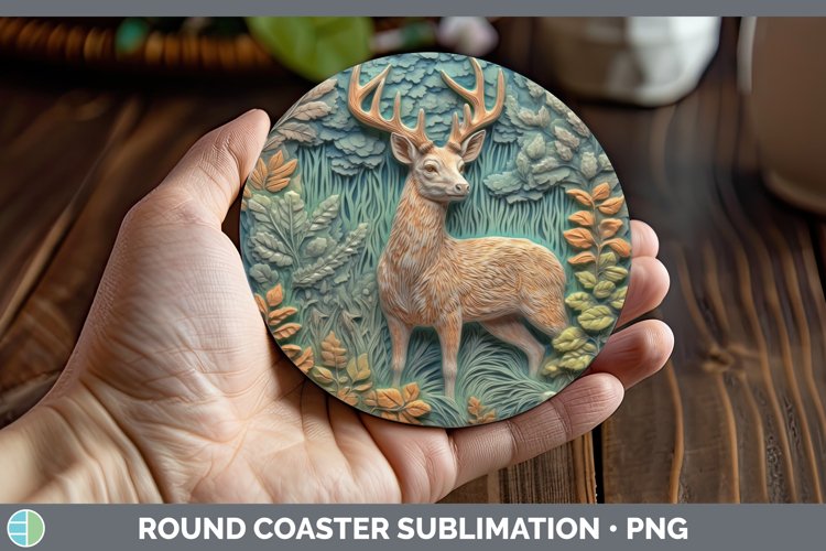 Gorgeous3D Woodland Animals Round Coaster design.