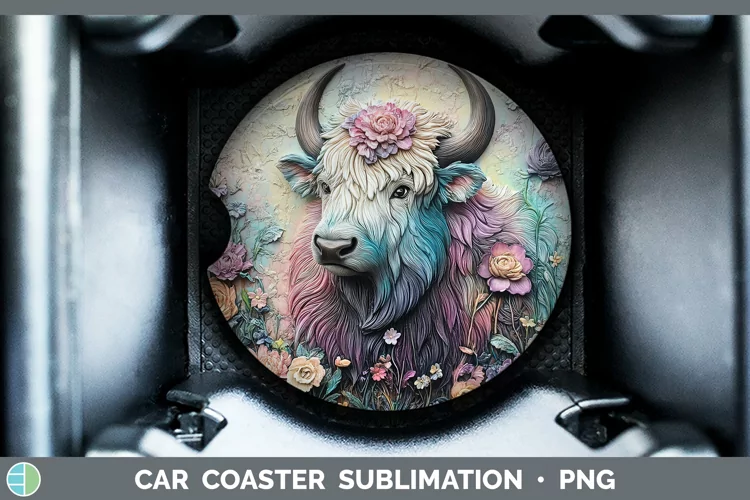 3D Woodland Animals Musk Ox Car Coaster Sublimation