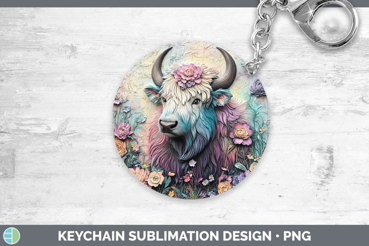 3D Woodland Animals Musk Ox Keychain Sublimation