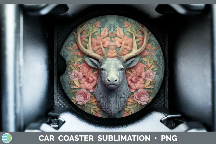 3D Woodland Animals Elk Car Coaster Sublimation Coaster Desi