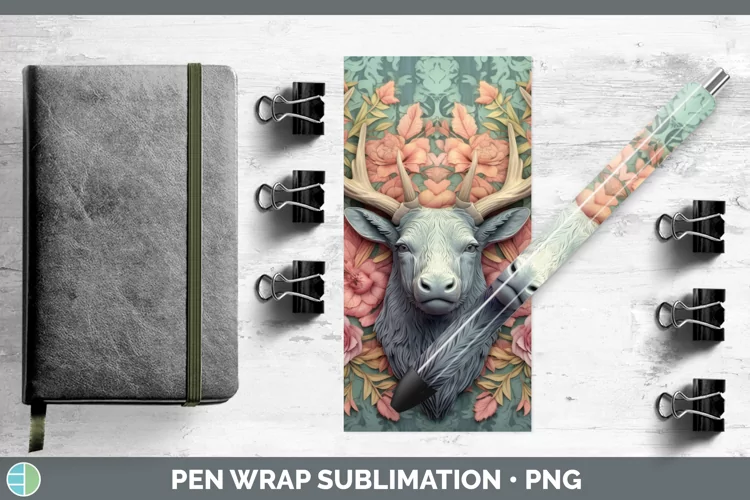 3D Woodland Animals Elk Pen Wrap Sublimation Epoxy Pen Desig