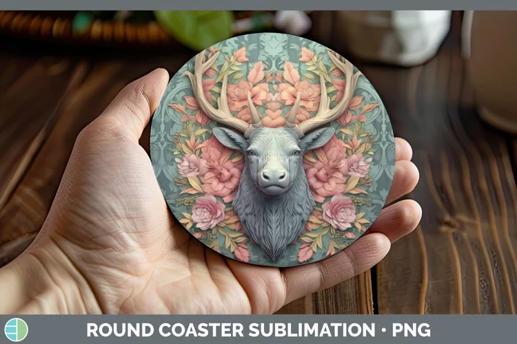 3D Woodland Animals Elk Round Coaster Sublimation Coaster De