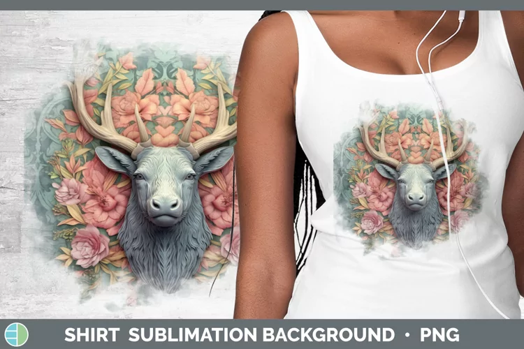 3D Woodland Animals Elk Shirt Sublimation Sublimation Backgr