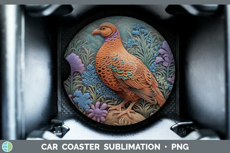 3D Woodland Animals Grouse Car Coaster Sublimation Coaster D