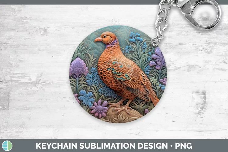 3D Woodland Animals Grouse Keychain Sublimation Keyring Desi