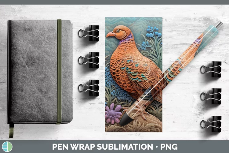3D Woodland Animals Grouse Pen Wrap Sublimation Epoxy Pen De