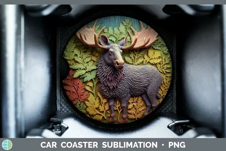 3D Woodland Animals Moose Car Coaster Sublimation Coaster De