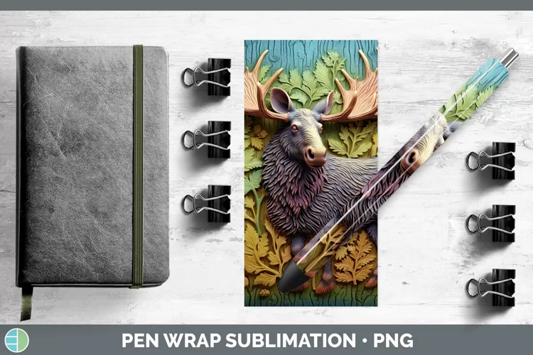 3D Woodland Animals Moose Pen Wrap Sublimation Epoxy Pen Des