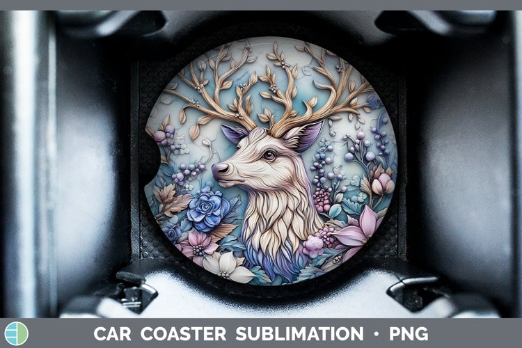 3D Woodland Animals Reindeer Car Coaster Sublimation Coaster