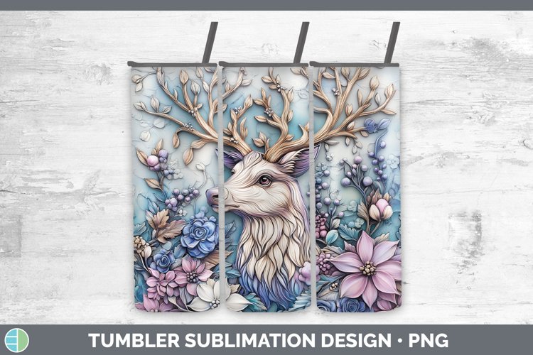 3D Woodland Animals Reindeer Tumbler Sublimation 20 oz Skinn