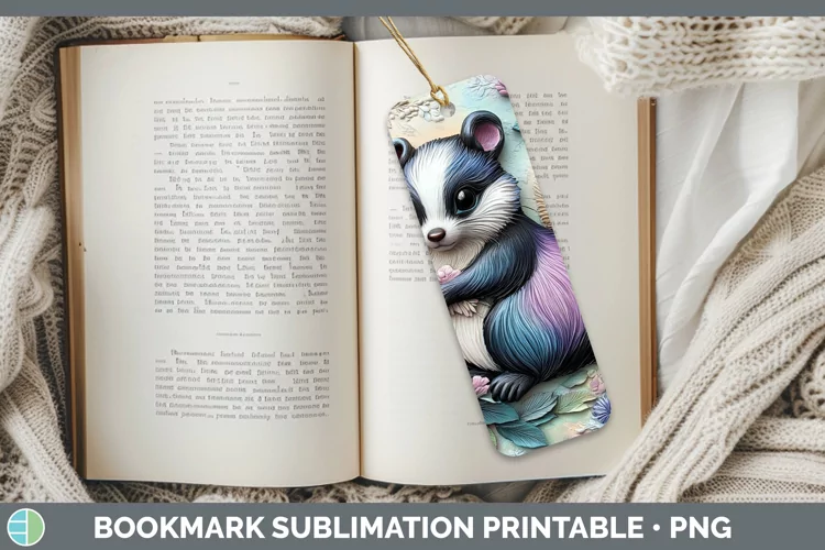 3D Woodland Animals Skunk Bookmark Sublimation Printable Des