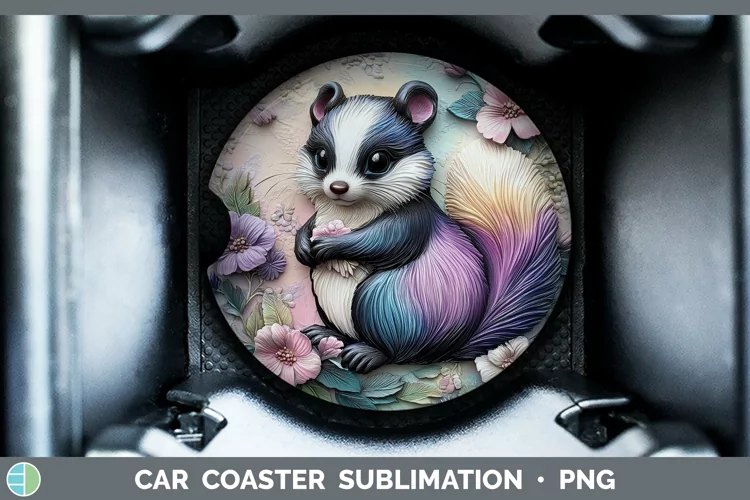 3D Woodland Animals Skunk Car Coaster Sublimation Coaster De