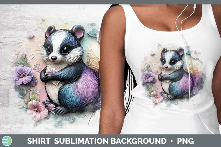 3D Woodland Animals Skunk Shirt Sublimation Sublimation Back