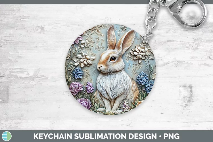 3D Woodland Animals Snowshoe Hare Keychain Sublimation Keyri