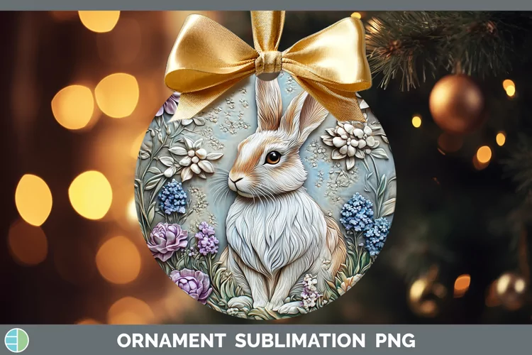 3D Woodland Animals Snowshoe Hare Ornament Sublimation Baubl