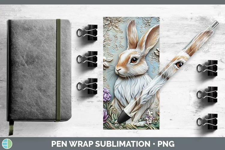 3D Woodland Animals Snowshoe Hare Pen Wrap Sublimation Epoxy