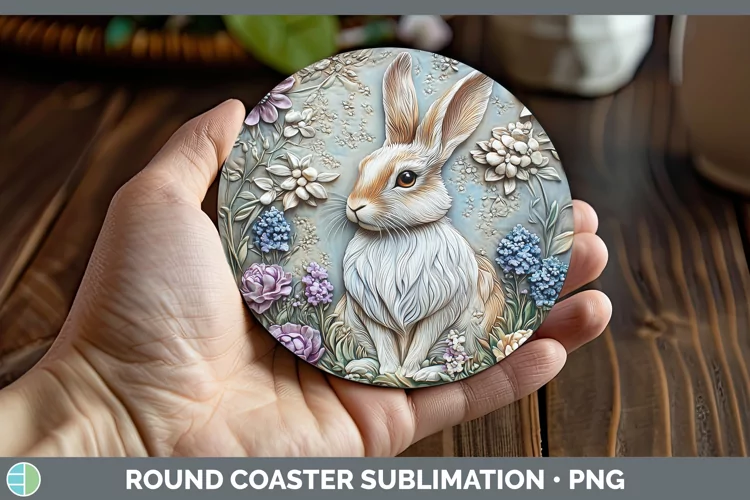 3D Woodland Animals Snowshoe Hare Round Coaster Sublimation