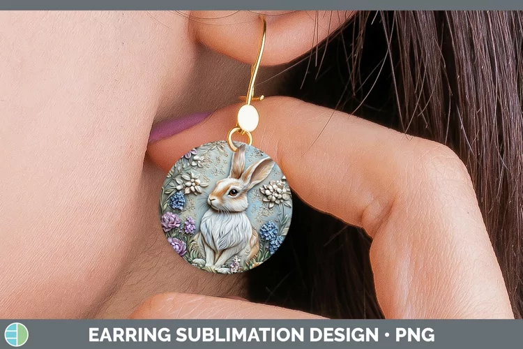 3D Woodland Animals Snowshoe Hare Round Earrings Sublimation