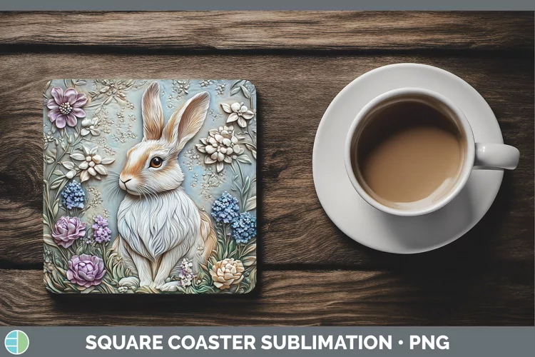 3D Woodland Animals Snowshoe Hare Square Coaster Sublimation