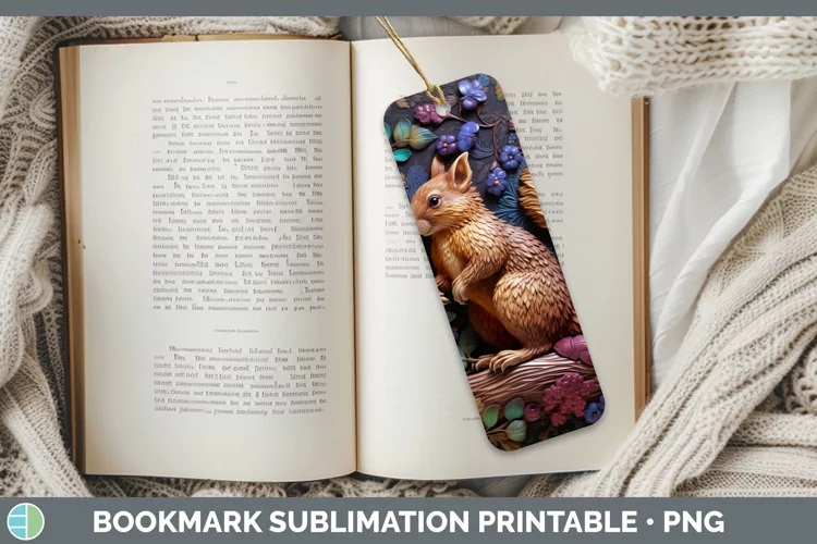 3D Woodland Animals Squirrel Bookmark Sublimation Printable
