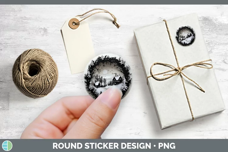 3D Wreath Stickers | Round Labels Designs