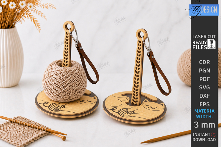 3D Wristlet Yarn Holder Laser Cut | Portable Knitting | CNC