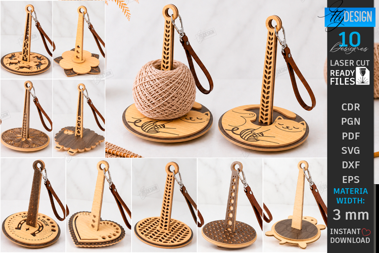 3D Wristlet Yarn Holder Laser Cut Bundle | Portable Knitting
